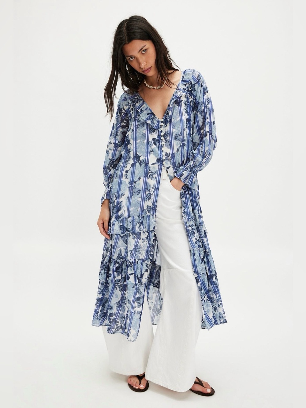 Free People Garden Wonders Maxi Dress in Blue Combo size Small NWT